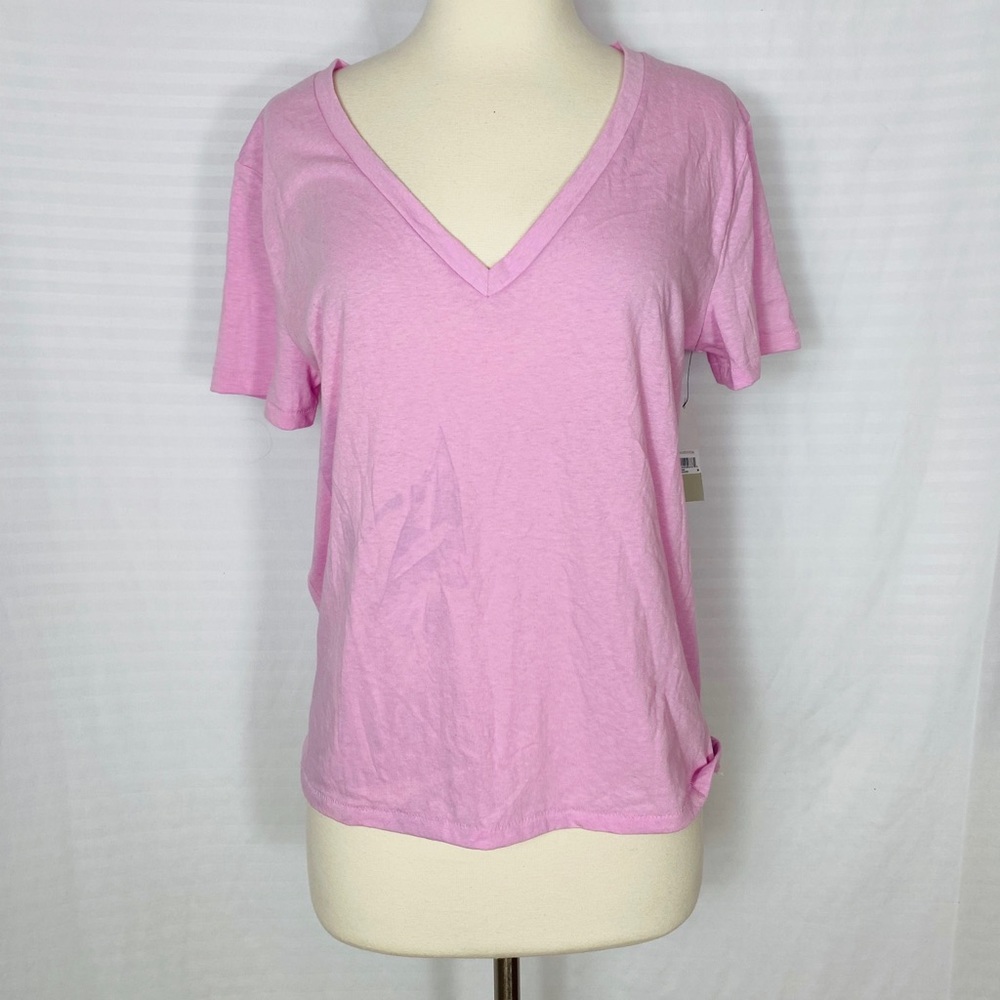 New BP Women's Tee T-Shirt L Sleeve V-neck Pink